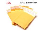 10pcs 120*180mm 40mm Bubble Envelope Yellow Color Kraft Paper Bag Mailers Envelope