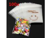 100pcs Happy Face Mini Plastic Self Adhesive Packing Bags