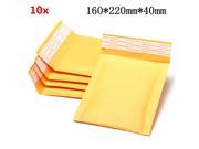 10pcs 160*220mm 40mm Bubble Envelope Yellow Color Kraft Paper Bag Mailers Envelope