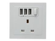 5V 2.1A 3 USB Electric Wall Charger Socket Adapter Power Outlet
