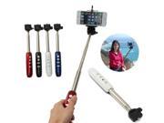 Bluetooth Shutter Extendable Handheld Monopod Stick For iPhone 6 6 Plus Samsung Red