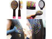Rainbow Volume Anti static Hair Massage Comb Brush Mirror Salon Tool