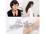 Flower Barrette Hairdress Silver Crystal Hair Clip Accessories Hairpin