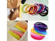 Colorful Elastic Wire Hair Phone Cord Tie Band Hairband Transparent