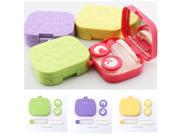 4 Colors Contact Lens Care Holder Case Tweezers Mirror Lenses Storage Box Yellow