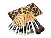 12 pcs Pro Makeup Brushes Set Cosmetic Tool With Leopard Bag