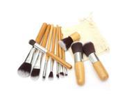 11pcs Wood Handle Makeup Cosmetic Brush Eyeshadow Concealer Brushes Set