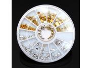 6 Sizes Gold Silver Half Round Stud Nail Art Decoration Wheel