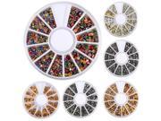6 Types Mixed Mirror Decoration Beads Colorful Nail Art Sticker Wheel 06