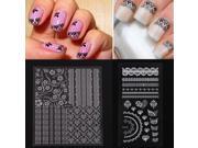 Black White Adhesive Lace Flower Design Nail Art Sticker Decal 10