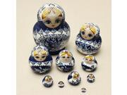 10Pcs Matryoshka Russian Doll Wooden Nesting Toys Engraved Model Kids Gift