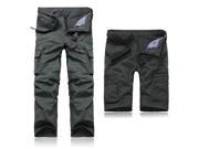 Men Multifunctional Multi pocketed Cargo Dismountable Pants Khaki 36