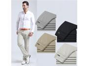 Mens Thin Cotton Pants Business Casual Straight Trousers Big Yards Black 30