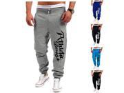 Mens Casual Style Sports Trousers Letters Printed Patch Pocket Fashion Pants Navy M