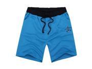 Men Summer Casual Sports Running Anchor Embroidery Straight Shorts Light Blue S