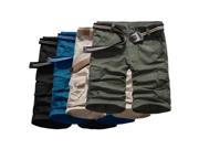 Men Casual Loose Cotton Blended Solid Cargo Shorts Blue 30