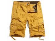 Mens Casual Cargo Shorts Multi Pocket Style 100% Cotton Washing Shorts Army Green 40