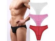 Mens Sexy Large size Gauze Transparent Breatable Briefs Underwear Red