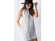 Black And White Vertical Striped Dresses For Women Sleeveless Striped Chiffon Casual Dress White S