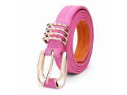 102CM Womens Belt Pigskin Frosted Cowhide Pin Buckle Strip Rose Red