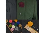 Men Flower Shape Lapel Handmade Wedding Suit Tuxedo Boutonniere Stick Brooch Pin 2