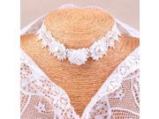 Gothic Retro White Lace Pearl Rose Necklace Wedding Bridal Accessories