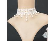 Gothic Retro White Lace Collar Pearl Pendant Necklace Wedding Bridal Accessories