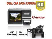 HD Dual Lens Car Camera H.264 Dash DVR Video Recorder Cam G sensor