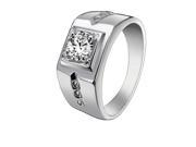 925 Silver Zircon Square Wedding Finger Ring Jewelry For Men 26