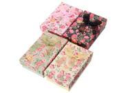 Flower Bowknot Necklace Earrings Ring Jewelry Gift Paper Box Case Green