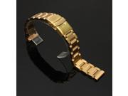 18mm Stainless Steel Double Flip Lock Buckle Watch Band Gold
