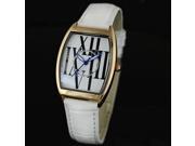 SWIDU SWI 033 Rectangle Case Leather Band Women Wrist Watch White