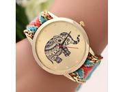 Women Girls Knitted Rope Elephant Bracelet Chain Wrist Watch 2