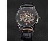 FORSINING Casual Black Case Leather Band Mechanical Wrist Watch 4