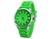 WOMAGE Casual Women Jelly Candy Color Silicon Quartz Watch Fluorescence Green