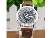 Casual Siliver Case Hollow Dial Roman Number Unisex Non mechanical Wrist Watch Black
