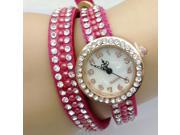 Vintage Crystal Long Strap Round Dial Women Bracelet Wrist Watch Coffee