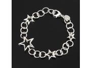 Silver Plated Hollow Stars Chain Charm Bracelet For Women