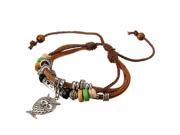 Retro Multilayer Genuine Leather Owl Beads Bracelet Wristband