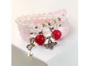 Multilayer Three Circle Beaded Pearl Crystal Key Chinese Knot Bracelet