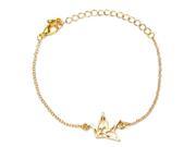 Gold Silver Origami Crane Animal Alloy Link Chain Bracelet For Women Silver