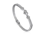 Elegant Silver Rhinestone Crystal Heart Shaped Bracelet Bangle For Women