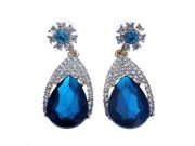Luxury Water Drop Rhinestone Dangle Earrings For Women Blue