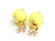 Candy Color Double Side Ball Crystal Crown Stud Earrings For Women Nude