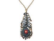 Bohemia Blue Peacock Feather Pendant Sweater Chain Necklace