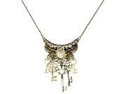 Vintage Heart Key Rhinestone Bronze Chain Pendant Necklace