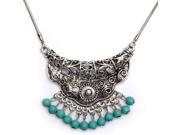 Vintage Tibetan Silver Turquoise Pendant Snake Chain Necklace