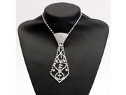 Rhinestone Crystal Neck Tie Pendant Necklace For Prom Ball Party