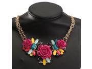 Bubble Resin Crystal Big Flower Statement Necklace Gold Plated Chain Multicolor
