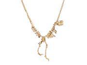 Metal Walking Dragon Dinosaur Skeleton Tyrannosaurus Pendant Necklace Silver